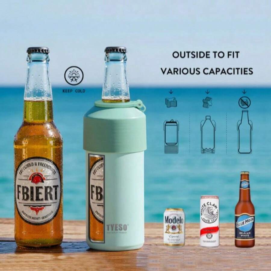 TYESO 900-1000/350-680 Ml Thermal Bottle, Available In Two Sizes. Keeps Drinks Cool Inside, Maintaining The Temperature Of Hot Or Cold Beverages For Up To 24 Hours. Ideal For Physical Activities, Sports, Work, School, Birthday Gifts, And Christmas Presents. - 綠色的 - 查看 1