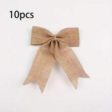 10pcs Versatile Burlap Bow Decorative Accessories, Gift Box Decor, Gift Wrapping Decoration, Suitable For Holiday Decor, Party Decor, Gift Packaging Decor, Bouquets, Wedding Favors - one-size - View 9