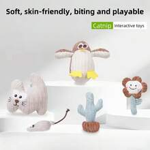 1pc Random Cat Toy With Cat, Chewable & Scratching Plush Cat Toy, Pet Supplies - Multicolor - View 8