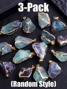 1/3/5pcs Natural Raw Quartz Crystal Pendants With Gold-Tone Setting, Unisex DIY Jewelry Making For Birthdays, Anniversaries, Housewarming Gifts