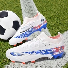 Chuteiras Modernas de Futebol Juvenil - Calçado de Grama Leve e Durável - Sola de TPU, Adequado para Treinamento de Verão e Competição Intensa em Campos Molhados - Branco - Visão 11