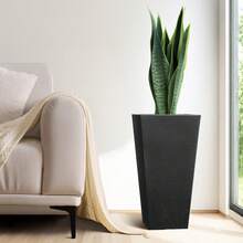 Blumentopf, 2er Set, Großer Pflanzentopf 570 mm, Modernes Design, Integriertes effizientes Drainagesystem, Pflanzenkübel, Blumenkübel, Topf für Veranda, Patio, Außen, Innen, Schwarz - Quadratisch-pyramidal, 22 Zoll - Übersicht 1