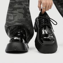 Retro Style Youth High-Rise Bright Surface Thick Bottom Big Head All-Match Derby Shoes  Shoes Business Casual Formal Wear Derby Shoes - QL951256紅色 - 查看 9