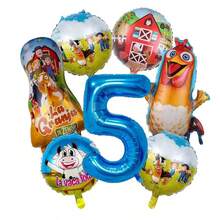 Bộ 7 bóng bay chủ đề trang trại, có số từ 1 đến 6, kết hợp với gà trang trại, bóng bay tròn, v.v., hoàn hảo cho trang trí tiệc sinh nhật, kỷ niệm, lễ tốt nghiệp và lễ kỷ niệm mùa hè - Màu xanh lam - Xem 4