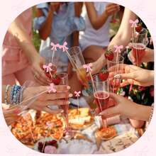 4.72英寸粉色蝴蝶结竹签，10/50/100支装，手工制作，适用于水果、蛋糕、面包、开胃菜等，手工竹制开胃菜签，带粉色蝴蝶结，适用于婚礼、派对、野餐、户外烧烤、情人节派对、家居装饰、家居礼品。 - 粉色 - 查看 5