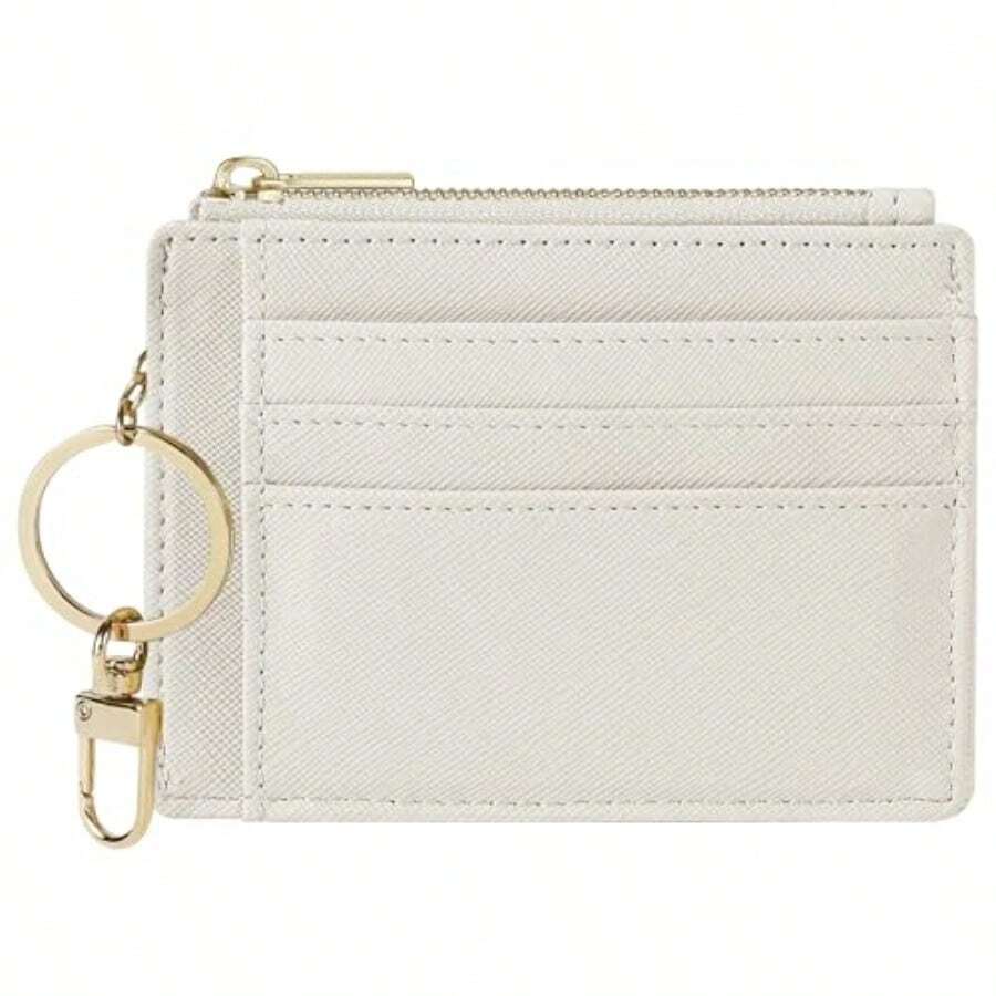 Sodsay Card Case Slim Front Pocket Wallet For Women Credit Card Holder With Keychain - CH Trắng - Xem 1