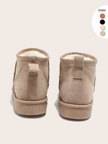 女士冬季畅销百搭时尚休闲保暖加厚防水短款雪地靴，PVC鞋底，百搭卡其色短靴，适合冬季穿着 - 卡其色 - 查看 5