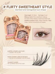 Mlen Diary Lashes Clusters, C Curl 12-14mm Individual Lashes, DIY Manga Eyelash, Reusable Natural Fluffy Lashes At Home