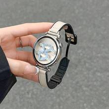 18毫米、20毫米、22毫米柔软舒适的硅胶皮革二合一智能手表表带，兼容三星Galaxy，快拆设计，时尚优雅的女士表带 - 杏色 - 查看 6