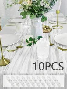 10条鼠尾草绿纱布桌旗，适合森林主题婴儿派对、新娘婚礼装饰、乡村风纱布桌旗，可用作派对、初领圣体、订婚和其他场合的中心装饰。 - 彩色 - 查看 79