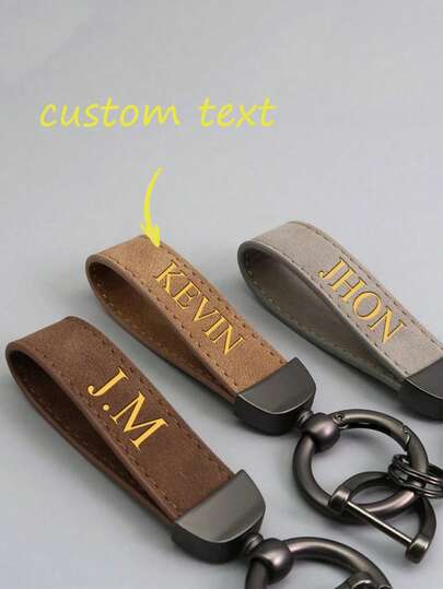 Personalized Name Keychain For Men, Car Pendant Gift Metal Charm With Suede, Faux PU Leather Keyring, Simple Monogram Keychain Design, Suitable For Professional & Casual Occasions, Durable, Colorful, Cute & Fashionable, Unisex, Versatile, Customizable, Unique, Ideal Gift For Him, Great For Valentine's Day