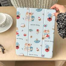 Pro 2024 11 Inch 2025 5/4 10. 9 10/8/9 9. 10. 2/10. 5 6/5 Cover With P Holder Korean Cute Cases. Accessories. Merry & Happy New Year 2026 Aesthetic Festive Red Floral Print Shockproof Tablet With Pencil Slot Stand Function Scratch-Resistant Protective Cover - 白色 - 查看 7