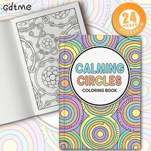 1 Libro de libro de colorear de círculos relajantes: Libro de colorear y pintura de relajación para adultos, 24 páginas individuales con dibujos hechos a mano, diseño de patrones minimalistas, colorear fácil, disfruta de la diversión y la satisfacción de colorear, regalo pensativo adecuado para amigos, familiares o seres queridos, vacaciones, cumpleaños u ocasiones especiales, vuelta al colegio, suministros de papelería - A4 - Ver 12