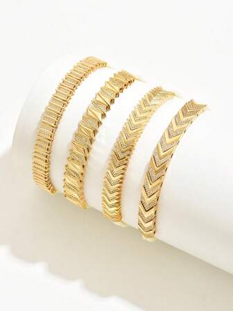 1pc Fashionable Rhombus Copper Zirconia Adjustable Bracelet, Casual Accessory For Men