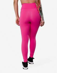 Gym Fitness Leggings Pants Made Of Polyamide Zero Transparency Comfortable Color Block Casual Polyamide Sports And Fitness - Màu Hồng Tươi - Xem 3