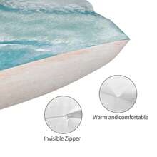 Beach Wave Throw Pillow Covers 20x20 Set Of 2 Blue Sea Ocean Short Pl 11ush Pillows Case Watercolor Wave Square Cushion Cover Decorative Pillowcases For Couch Bed,20inchx20inch(Packof2),Blue - Blue - 查看 4