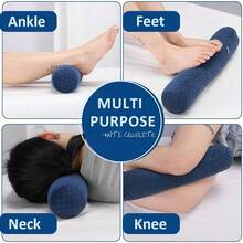 Health Cervical Neck Roll, Comfortable And Highly Resilient Bolster Pillows, Round Neck Pillows Support For Sleeping, Large Size Bolster Pillow For Bed, Legs, Back And Yoga (Checkerboard--Blue),Checkerboard--Blue - 棋盤格--藍色 - 查看 6