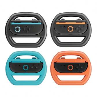 适用于 2025 NS-2 游戏控制器的 4 件装赛车方向盘套装 | 防滑增强抓握力驾驶方向盘，适用于卡丁车比赛、家庭游戏、聚会游戏和节日礼物 – 兼容 2025 NS2 掌上游戏机（蓝色、橙色和 2 个黑色）