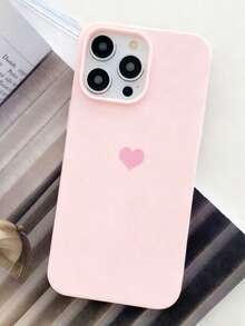 1pc Minimalist Heart Design Liquid Silicone Shockproof Soft Phone Case, Compatible With Apple 11/12/13/14/14 Plus/15/15 Plus/16/16 Plus/17/17 Pro