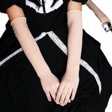 Ultra-Seamless Anti-Snag Fingerless Wedding Ceremony Gloves Five-Finger Gloves Long Sunscreen Women's Stockings Gloves - 黑色 - 查看 5