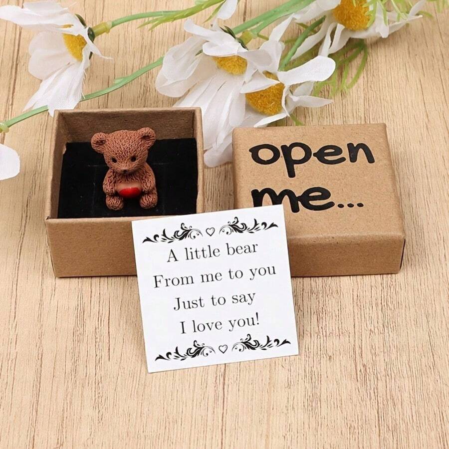 1pc "Open Me" Surprise Gift Box Set - Thoughtful Keepsake For Birthday, Anniversary, Valentine's Day, Wedding And Couples | Includes Love Card, Paper Materials, Cartoon Design, English Language, Premium Luxury Craftsmanship | Fantasy Design | Paper Craft, Bear Home Decor