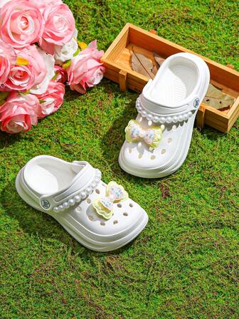 HOEASE 女童轻便EVA材质木屐 - 防滑软底，透气夏季沙滩花园鞋，男女童皆宜，闪亮水钻装饰设计，四季皆宜