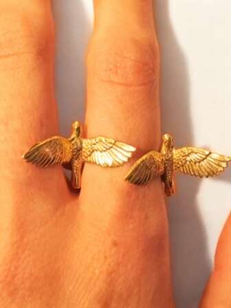 1枚复古开口戒指，个性时尚设计，小鸟造型，简约时尚，中性饰品，男女皆宜，外出必备时尚单品