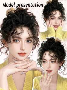 八字刘海波浪假发，合成纤维复刻版，可替换头顶刘海，增加头顶发量，遮盖白发，日常佩戴 - 彩色 - 查看 8