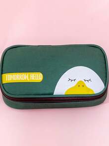 Estojo para lápis com desenho de animal, 1 unidade, bolsa organizadora com várias camadas, caixa para material escolar. - Multicolorido - Ver 3