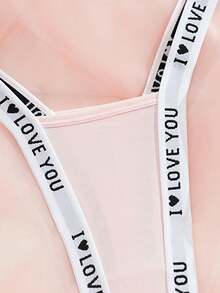 Women Letter Band Breathable Sexy Bikini G-String - Pink - View 7