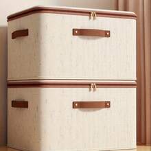 1/2 paquetes de cestas de almacenamiento con tapa con cremallera, cajas de almacenamiento con tapa de tela plegables, lavables, organizador de estantería de armario, contenedor con asas, caja de almacenamiento plegable y portátil para dormitorio, organizador de ropa y edredón a prueba de polvo, para debajo de la cama (Beige) - Beis - Ver 1