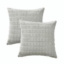 Volcanics Pack Of 2 Light Grey Decorative Throw Pillow Covers 18x18 Inch, Soft Corduroy Striped Square Cushion Cases, Modern Farmhouse Boho Home Decor For Couch Bed Sofa Living Room,18inchx18inch(Packof2),LightGrey - 淺灰色 - 查看 8