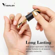 VENALISA 15ml Glitter Gold Gel Nail Polish, Sparkle Gold Gel Polish Shiny Color Soak Off UV LED Sparkly Shimmer Nail Gel Polish Nail Art Starter Manicure Salon DIY At Home, 0.53 OZ - ColorK - 查看 4