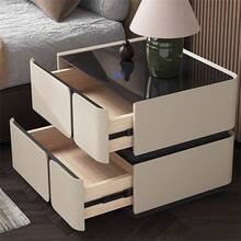 Modern Nightstand Solid Wood Bedside Table, High-End Home Master Bedroom Creative Bedside Table Bed Side Tables Bedroom,Mesa De Noche/Bedroom Furniture/Night Stand - 奶油白 - 查看 4