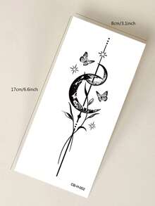 CAT QUEEN ART Półtrwała naklejka tatuażowa z naturalnymi składnikami roślinnymi, tatuaż soku, różany motyl, wzór trawy, tymczasowy fałszywy tatuaż odpowiedni na ramię, szyję, obojczyk, nadgarstek, kostkę, zrób to sam, codzienna impreza, prezent świąteczny, dekoracja ciała na 1-2 tygodnie, nieblaknąca, nieodblaskowa, wodoodporna, realistyczna naklejka tatuażowa