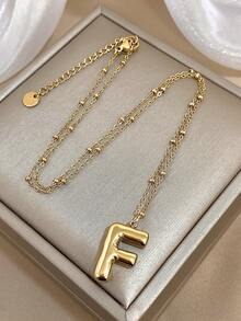 精致字母项链，女士字母吊坠，不锈钢链条，颈链，日常派对饰品，圣诞礼物 - 彩色 - 查看 19