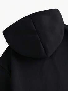 Men'S  Hooded Sweatshirt With Letter Print |   Casual Daily Drawstring Hoodie With Kangaroo Pocket Soft Comfortable Autumn And Winter Loose Fit Essentials Hoodie Hoodie Women Sweatshirts Women Hoodies Men's Hoodie Sweatshirts Men Essentials Fear - màu đen - Xem 2