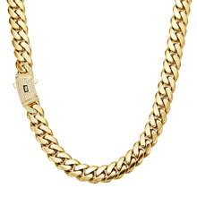 14mm Gold Cuban Link Chain And Bracelet Set 14K Gold Plated - 316L Stainless Steel Never Tarnish Waterproof With Vacuum Iced Diamond S Logo Clasp, Hip Hop Necklace & Bracelet Combo - Nhiều màu - Xem 56