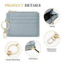 Sodsay Card Case Slim Front Pocket Wallet For Women Credit Card Holder With Keychain - Smooth Blue Classic - View 3