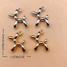 10 Pcs/Lot Gold And Silver 3D Balloon Dog Metal Jewelry Pendant Earrings Bracelet DIY Necklace Jewelry Making Jewelry