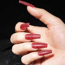 MIZHSE Glitter Red Gel Nail Polish, Reflective Gel Polish Sparkly Shiny Shimmer Nail Polish Soak Off Nail Art Salon Varnish Manicure DIY At Home Christmas Color - ColorN - 查看 4