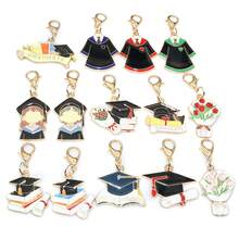 5 Buah Liontin Topi Wisuda Enamel dengan Pengait Lobster untuk Gantungan Kunci, Aksesoris Pembuatan Perhiasan DIY - Musim Kelulusan - View 1