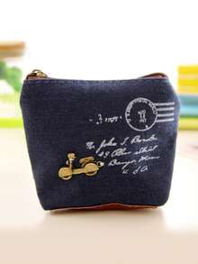 1pc Retro Decor Casual Portable Zipper Key Card Earphone Bag Casual Bag For Daily Use Women For Women Wallet Mini Wallet Purse Wallet Coin Wallet - Dark Grey - View 8