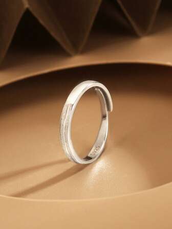 1ชิ้น แหวนเงินแท้ S925 แบบด้าน ปรับได้, ของขวัญเครื่องประดับเรียบง่ายและสง่างามสำหรับผู้หญิง, แม่, แฟน, เพื่อน, คู่รัก, ใส่ได้ทุกวัน