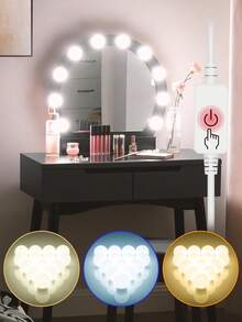 LED Lady Beauty Vanity Lamp 5V Touch Sensor Switch Stepless Dimmable Professional Mirror Cabinet Makeup Wall Light 3Colors Switching USB Dressing Table Indoor Washroom Bathroom Cloakroom Bedroom Night Lights Adjustable Brightness No Flicker Eye Protection Home Decoration Lighting(Rotating Shrink Wires) 2/6/10/14 White/Pink Bulbs