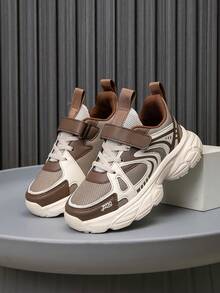 1 Pair Kids' Casual Sneakers, Colorblock Design, Comfortable, Versatile, Lightweight, Suitable For Outdoor, Sports, Fashion - Brown - View 10