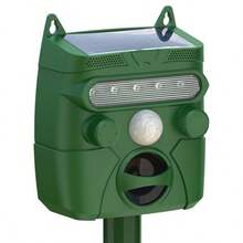 Solar Powered Animal Repeller, Solar Powered Ultrasonic Animal Repeller, Effectively Repels Dogs/Cats/Birds, Suitable For Areas With Difficult Power Supply Such As Farms, Gardens, Lawns, Nurseries, Estates And Orchards. Made Of Waterproof Materials, Sealed Design Allows It To Work In Most Weather Conditions, Waterproof, Windproof, UV-Resistant, Anti-Rust. 5 Adjustable Modes.