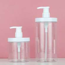 1pc 500-1000ml Wide Mouth Pressure Pump Bottle Hospital Bottle Large Cap Pump Head Shampoo Water Bottle Bath Liquid Bottles - Clear - View 3