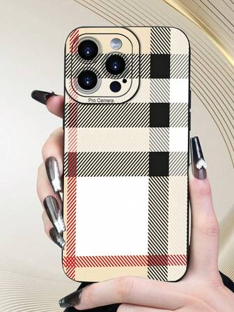 Retro Plaid Themed 2D Printed Pattern, Fashionable, Suitable As Birthday, Christmas, New Year Gift For Coworkers, Friends, Family, Couples, Yourself. Matte Black Soft Case, Dust-Proof, Waterproof Protection Compatible With Iphone17/16/15/14/13/12/11/Pro/ProMax/X/XR/XS/XSMAX/7/8/PLUS And Models