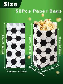 50/100 unidades Bolsas de papel para palomitas de maíz con diseño de fútbol, bolsas de regalo con temática de fútbol, bolsas para alimentos, bolsas para hornear en la cocina, bolsas de regalo multifuncionales, decoraciones de cumpleaños con temática de fútbol, suministros para fiestas del día del partido de fútbol, contenedor reutilizable para aperitivos para ver la Copa Mundial y la Liga de Campeones, regalos para fans de fútbol, regalos para amantes del fútbol - fútbol americano - Ver 5